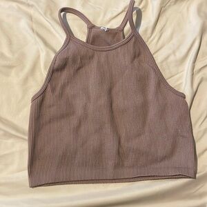 Dark Tan Cropped Tank Top